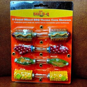 Mr. BAR-B-Q 8 Count Mixed BBQ Theme Corn Skewers party corn on cob holder